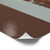 Steampunkuhr und türkisfarbene Rose auf Streifen Poster (Ecke)