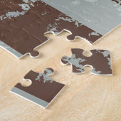 Steampunkuhr und türkisfarbene Rose auf Streifen Puzzle (Seite)