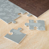 Steampunkuhr und türkisfarbene Rose auf Streifen Puzzle (Seite)