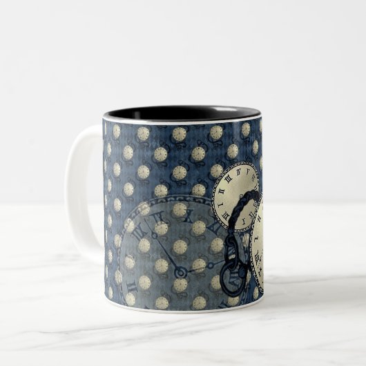 Steampunkuhren gotisch blau zweifarbige tasse (Vorderseite Links)