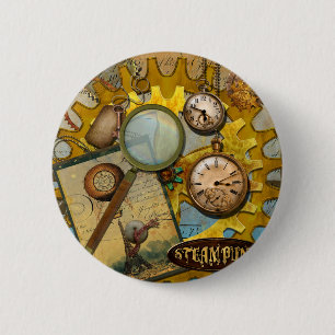 Steampunkuhren und Zeit Button