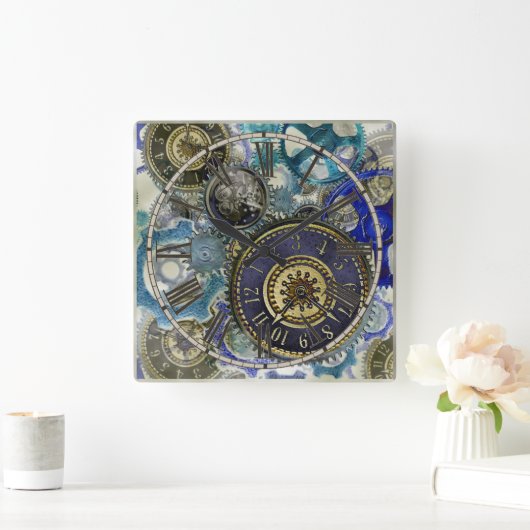 Steampunkuppmuster Quadratische Wanduhr (Zuhause)