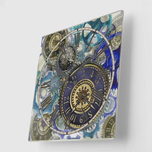 Steampunkuppmuster Quadratische Wanduhr (Winkel)