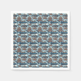 Steampunkwale und Schiffe Serviette