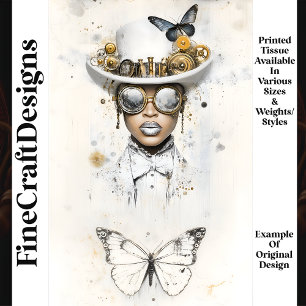 Steampunkweibchen in Weiß und Schmetterling Q3 Dec Seidenpapier