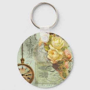 Steampunkzeit und Gelbe Rosen Schlüsselanhänger