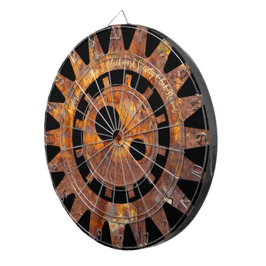 Steampy Rusty Gears Custom Message Dart Board Dartscheibe (Vorderseite rechts)