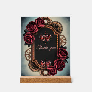Steamrahmen mit Rote Rosen und Gängen Acrylschild