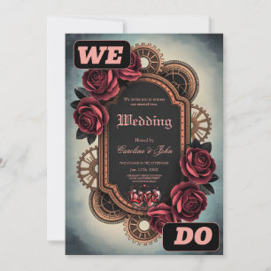 Steamrahmen mit Rote Rosen und Gängen Einladung