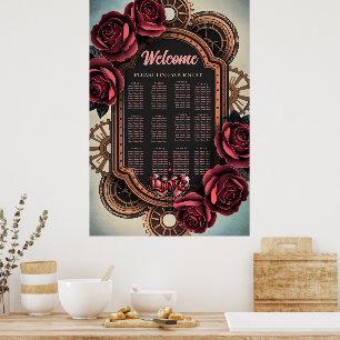 Steamrahmen mit Rote Rosen und Gängen Poster