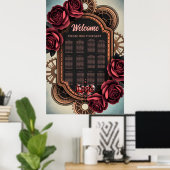 Steamrahmen mit Rote Rosen und Gängen Poster (Heimbüro)