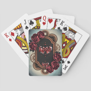Steamrahmen mit Rote Rosen und Gängen Spielkarten
