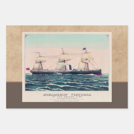 Steamschiff Victoria of the Anchor Line, 1876 Geschenkpapier Set (Vorderseite)