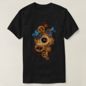 Steamschloss-Uhrgestänge und Schmetterlinge, Vinta T-Shirt (Design vorne)