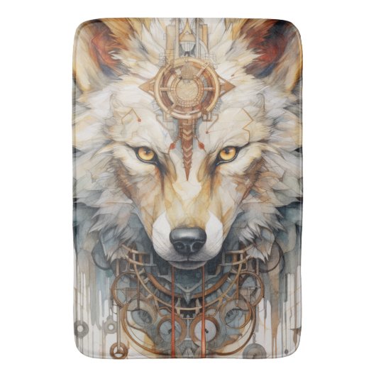 Steamshadow Steampunk Wolf Badematte (Vorderseite Vertikal)