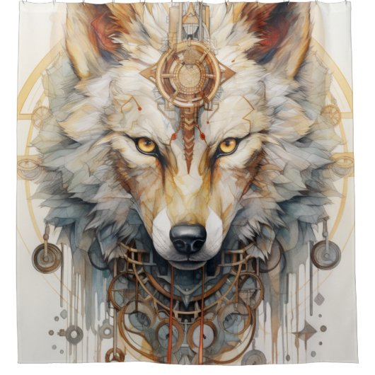 Steamshadow Steampunk Wolf Duschvorhang (Vorderseite)