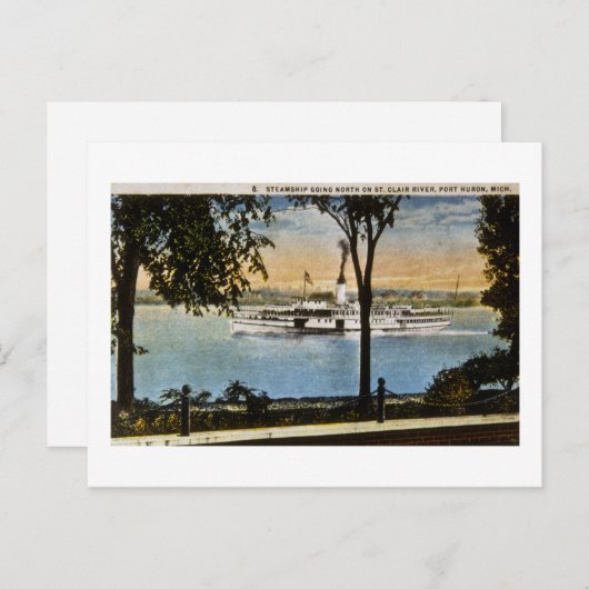 Steamship Going North on St. Clair River, Postkarte (Vorne/Hinten)