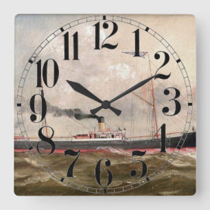 Steamship Louise 1800s Quadratische Wanduhr