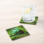 Steamtrain Man's Geburtstagsparty Rechteckiger Pappuntersetzer (Vor Ort)