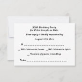 Steamtrain Man's Geburtstagsparty RSVP Karte (Rückseite)