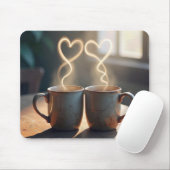 Steamy Coffee Hearts Mousepad (Mit Mouse)