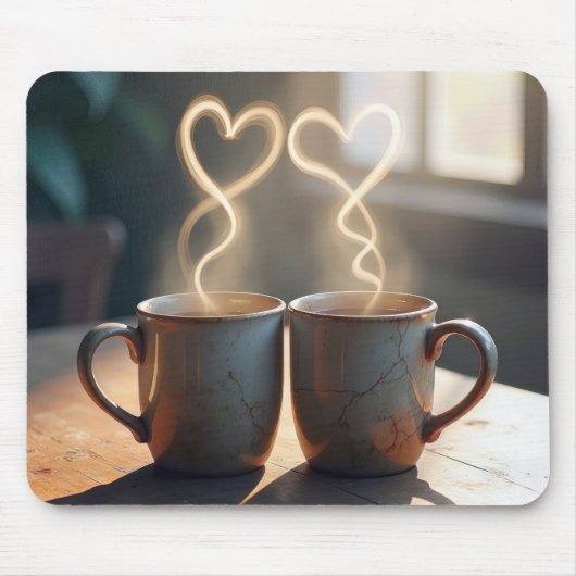 Steamy Coffee Hearts Mousepad (Vorne)