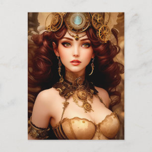 STEAMY STEAMPUNK LADY POSTKARTE