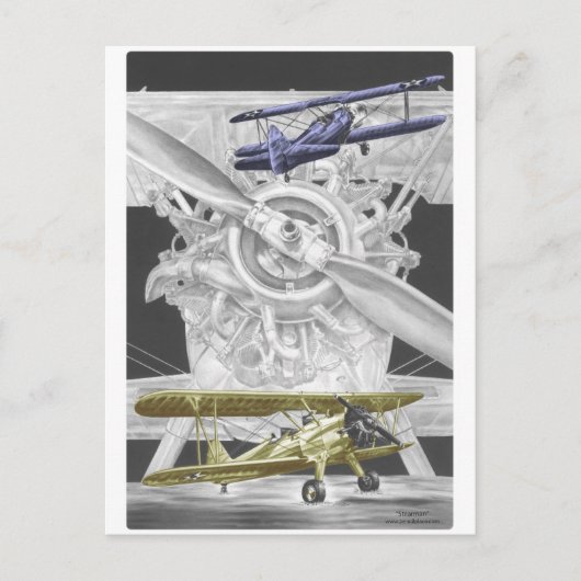 Stearman Doppeldecker Postkarte (Vorderseite)