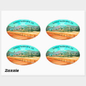 Stearns Wharf - Santa Barbara, CA Ovaler Aufkleber (Blatt)