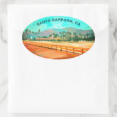 Stearns Wharf - Santa Barbara, CA Ovaler Aufkleber (Tasche)