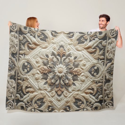 Stechcreme Grau Verziert Arabesque Fleecedecke (Beispiel)