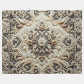 Stechcreme Grau Verziert Arabesque Fleecedecke (Vorderseite (Horizontal))
