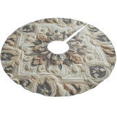 Stechcreme Grau Verziert Arabesque Polyester Weihnachtsbaumdecke (Schrägansicht)