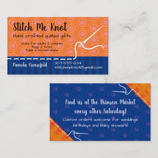 Stechen mit Nähhand Visitenkarte (Vorne/Hinten)