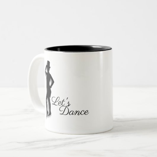 Stechen Sie Tänzer lassen uns tanzen an Zweifarbige Tasse (Vorderseite Links)