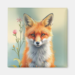Stechende Augen eines schlauen roten Fuchses   Magnet