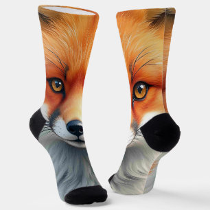 Stechende Augen eines schlauen roten Fuchses Socken