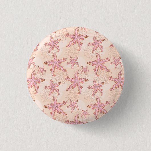 Stechfisch- und Korallenrosa-Muster Button (Vorderseite)