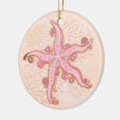 Stechfisch- und Korallenrosa-Muster Keramik Ornament (Links)