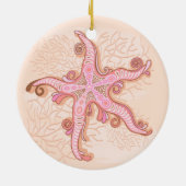 Stechfisch- und Korallenrosa-Muster Keramik Ornament (Hinten)