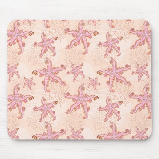 Stechfisch- und Korallenrosa-Muster Mousepad (Vorne)