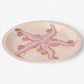 Stechfisch- und Korallenrosa-Muster Pappteller (Schrägansicht)