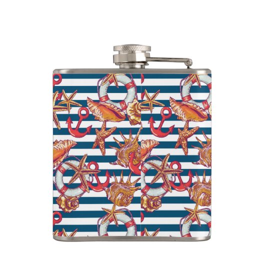 Stechfisch- und Streifenmuster Flachmann (Rückseite)