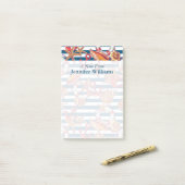 Stechfisch- und Streifenmuster| Name hinzufügen Post-it Klebezettel (Auf Schreibtisch)