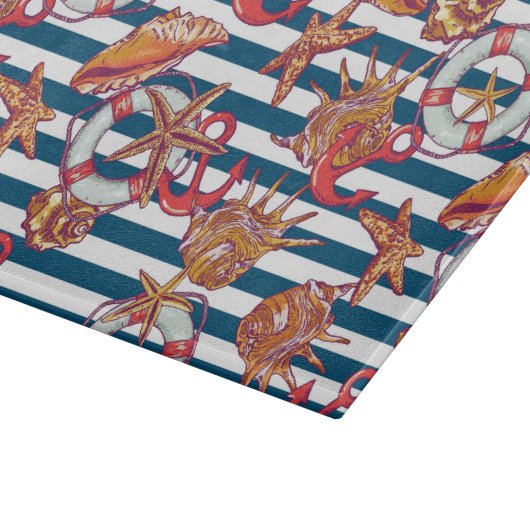 Stechfisch- und Streifenmuster Schneidebrett (Ecke)