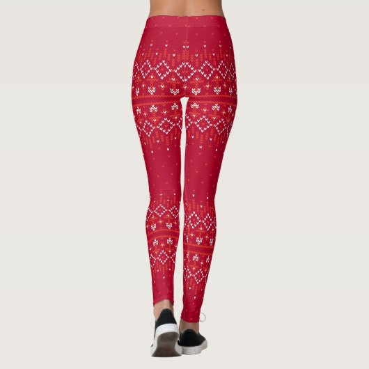 Stechmuster-Muster6 rot ID208 Leggings (Rückseite)