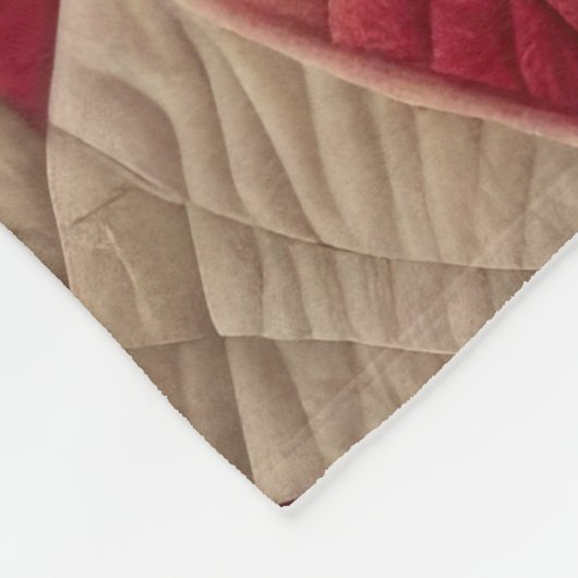 Stechmuster Poinsettia Cream Red Fleecedecke (Ecke)