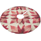 Stechmuster Poinsettia Cream Red Polyester Weihnachtsbaumdecke (Schrägansicht)