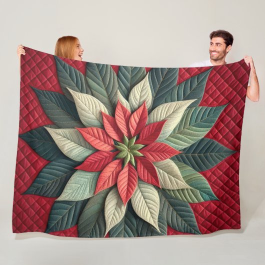 Stechmuster Poinsettia Rot Fleecedecke (Beispiel)