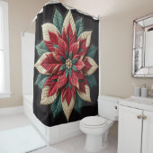 Stechmuster Poinsettia Rot Grün Schwarz Duschvorhang (Beispiel)